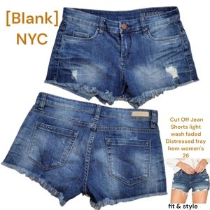 Blank NYC Women's Cut Off Jean Shorts light wash faded Distressed fray hem 26